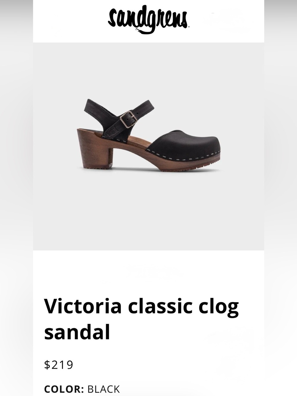 Sandgrens Victoria Black Leather Women's Clogs